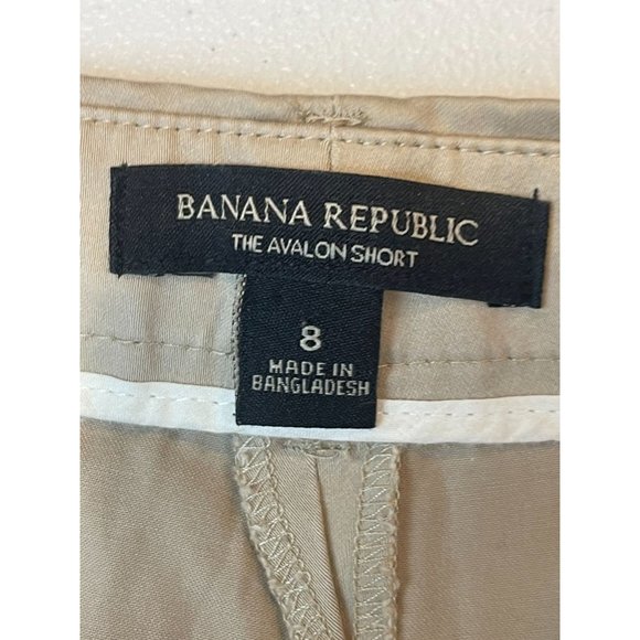 Banana Republic Womens The Avalon Shorts Mid Rise Stretch Flat Front Beige SZ 8 - Picture 8 of 10